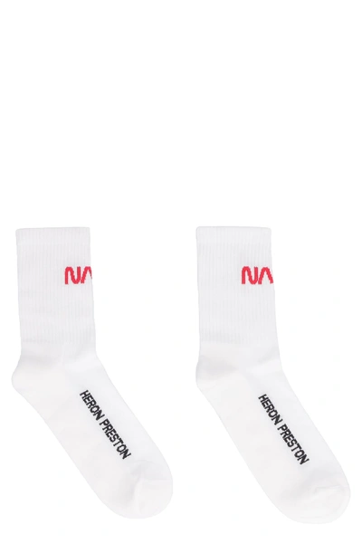 Heron Preston Cotton Socks With Logo In White