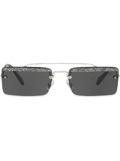 Miu Miu Square Sunglasses In 银色