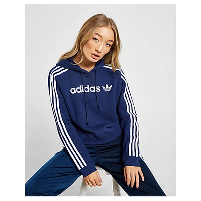 Adidas Originals Adidas Women's Originals 3-stripes Linear Hoodie In Blue