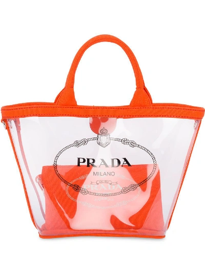 Prada Fabric And Acrylic Glass Handbag In 橘色
