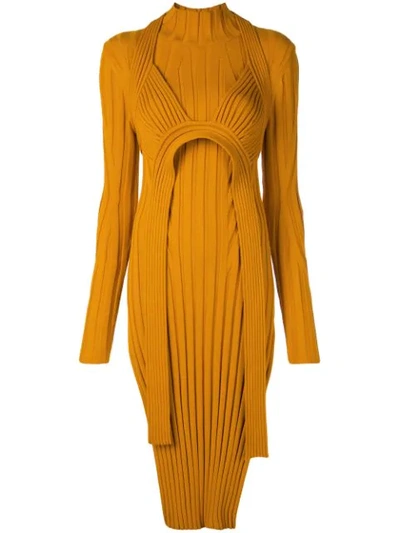 Proenza Schouler Viscose Blend Rib Knit Midi Dress In Saffron