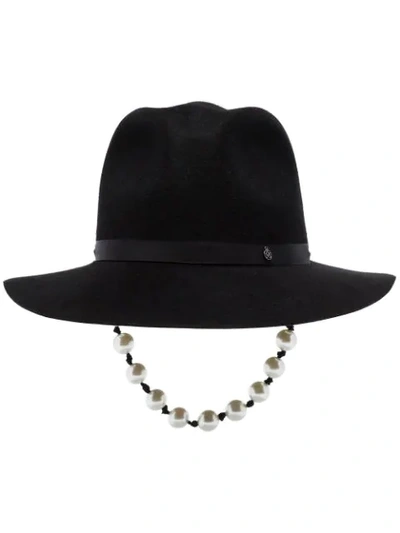 Maison Michel “rico”珍珠毛毡帽 In Black