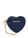 Miu Miu Crocodile Effect Heart Keychain In 蓝色