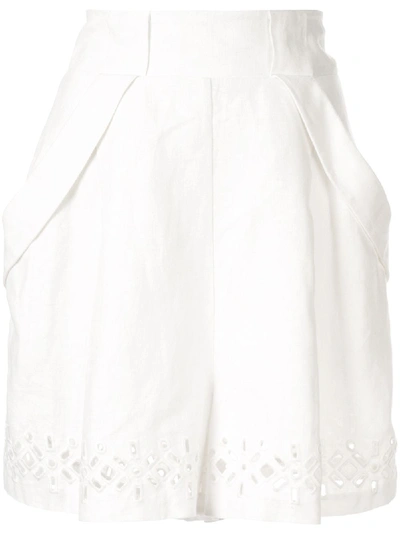 Aje Relaxed-fit Embroidered Shorts In White