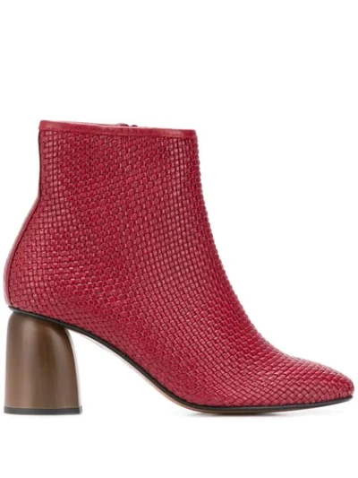 Souliers Martinez Pilar Woven Ankle Boots In Red
