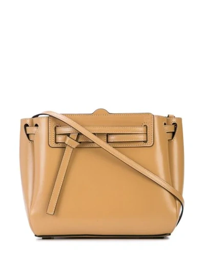 Loewe Mini Lazo Leather Top Handle Bag In Brown