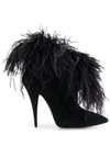 Saint Laurent Black Zizi 110 Feather Suede Ankle Boots In Black