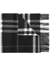 Burberry Reversible Metallic Check Cashmere Scarf In Black