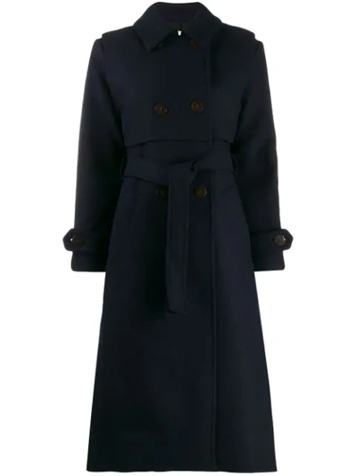 Les Coyotes De Paris Celeste Belted Trench Coat In Blue