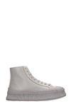 JIL SANDER SNEAKERS IN GREY SUEDE AND LEATHER,11098543