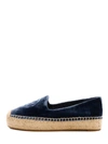 TORY BURCH BLUE VELVET ESPADRILLES,11098463