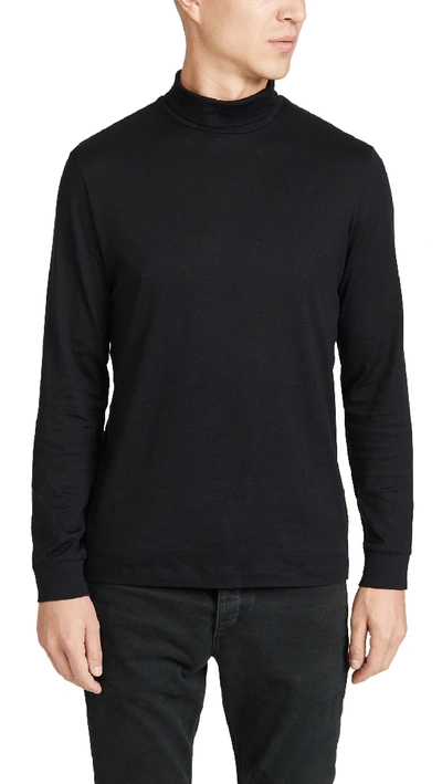 Theory Cotton Cashmere Funnel Turtleneck In Black