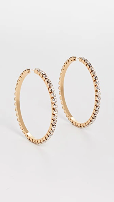 Area Large Classic Round Hoops In Gold Brass/crystal
