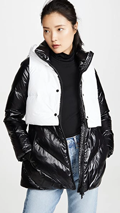 Add Down Jacket With Detachable Hooded Vest In Black/wind