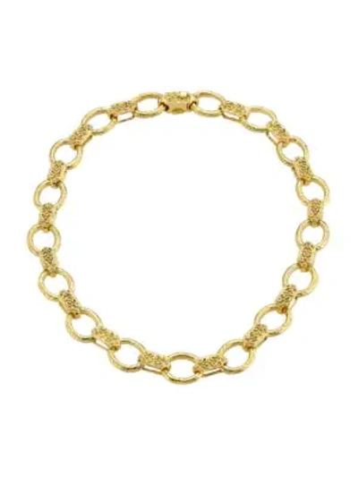 Katy Briscoe 18k Yellow Gold Embossed Link Collar Necklace