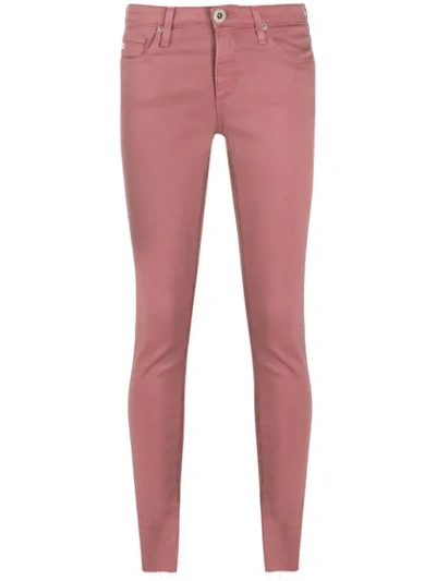 Ag Farrah Sateen High-rise Ankle Skinny Jeans In Pink