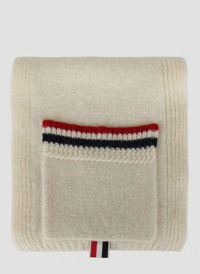 Thom Browne Shetland Wool Scarf In White