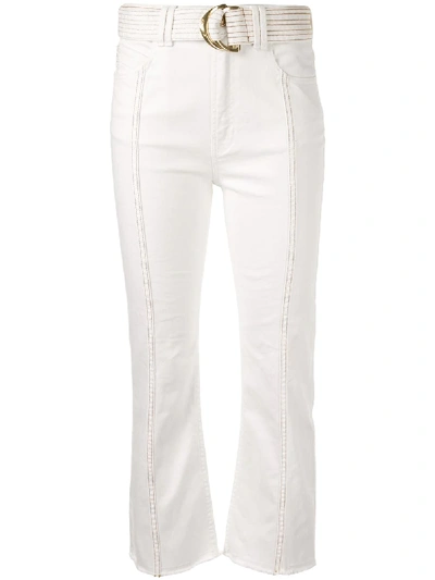 Aje Eucalypt Belted High-rise Straight-leg Jeans In White