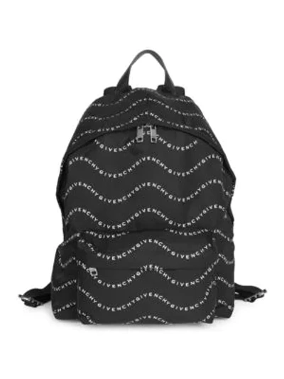 Givenchy Logo Wave-print Urban Backpack In Black/white