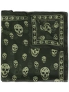 Alexander Mcqueen Skulls Printed Scarf In Green