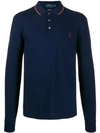 POLO RALPH LAUREN LOGO EMBROIDERED LONG-SLEEVE POLO TOP