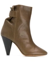 Isabel Marant 90mm Lystal Leather Ankle Boots In Brown