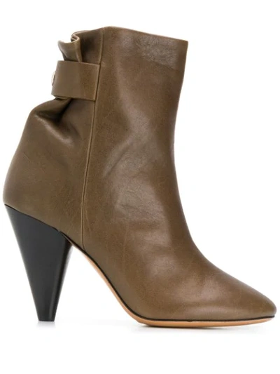 Isabel Marant 90mm Lystal Leather Ankle Boots In Brown