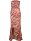 RASARIO LEOPARD PRINT STRAPLESS DRESS