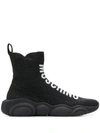 Moschino Lurex Teddy Shoes Sock Sneakers In Nero