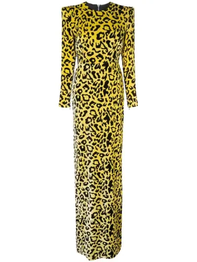 Alex Perry Velvet Touch Side Split Maxi Dress In Yellow