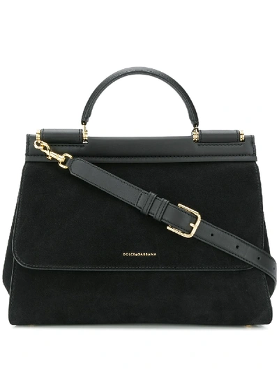 Dolce & Gabbana Suede Detail Cross Body Bag In Black