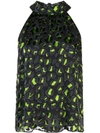 ALICE AND OLIVIA NEON ANIMAL PRINT HALTER TOP