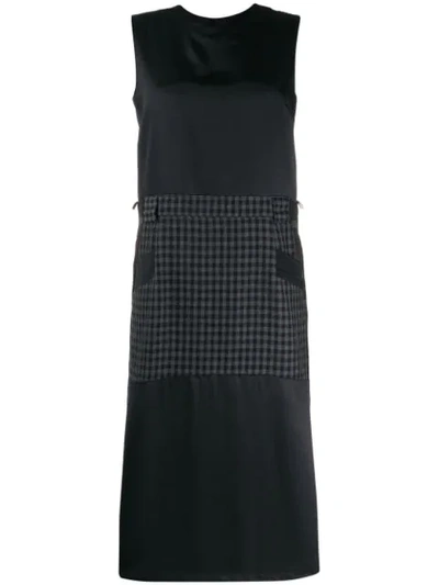 Pre-owned Maison Margiela 2000s Grid Panel Dress In Black