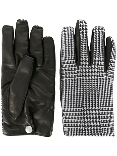 Alexander Mcqueen Houndstooth Print Gloves In Black