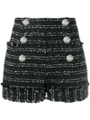 BALMAIN FRAYED TWEED SHORTS