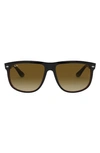 Ray Ban Ray-ban Black On Brown Square Sunglasses With Brown Tinted Lenses Rb4147 60, Women's, Top Black On B In Brown Gradient