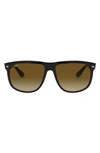 Ray Ban Ray-ban Black On Brown Square Sunglasses With Brown Tinted Lenses Rb4147 60, Women's, Top Black On B In Black/brown