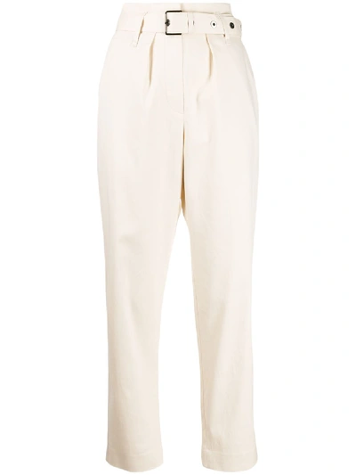 Brunello Cucinelli Cropped Belted Trousers In Neutrals