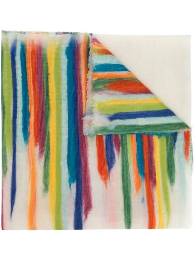 Altea Rainbow Stripe Print Scarf In White