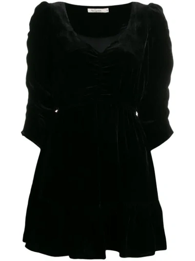 Mes Demoiselles Magenta Velvet Dress In Black