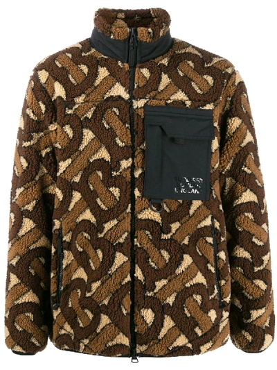 Burberry Southmead Monogram Fleece Jacket In Brown