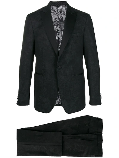 Etro Floral Print Two-piece Suit In Schwarz