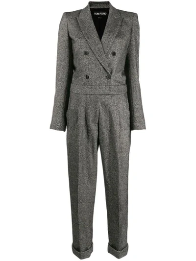 Tom Ford Double Breasted Cropped Leg Jumpsuit In Grey