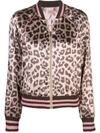Mother Letterman Leopard-print Satin Bomber Jacket In Pink