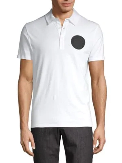 Versace Logo Patch Cotton Polo In White Grey