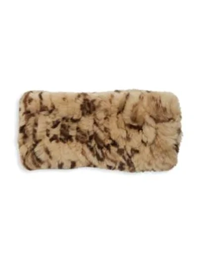 Adrienne Landau Rex Rabbit Fur Headband In Camel