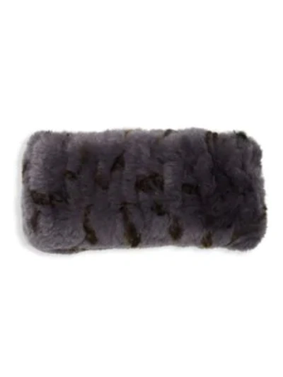 Adrienne Landau Rex Rabbit Fur Headband In Grey