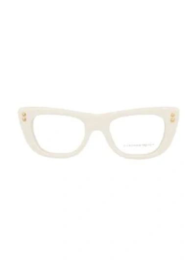 Alexander Mcqueen 54mm Cat Eye Optical Glasses In White