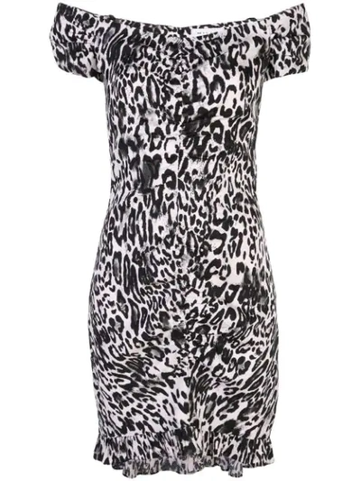 Milly Ella Leopard Off-the-shoulder Bodycon Dress In White Black