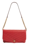 Tory Burch Kira Chevron Quilted Leather Clutch In Red Apple